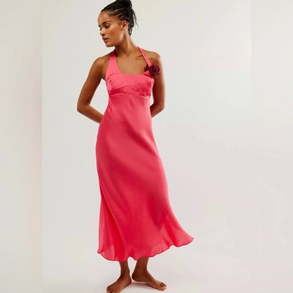 NEW Free People Happy Hour Midi Slip Strawberry Spritz